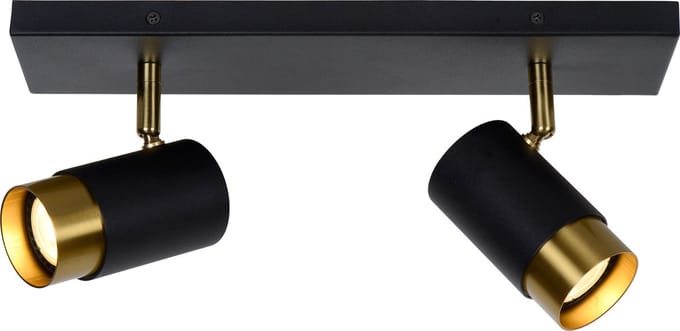 Lucide FLORIS - Plafondspot (Plafondlamp) - 2xGU10 (MR16) - Zwart