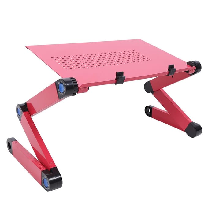 Aluminiumlegering Bed Opvouwbare Laptop Notebook Verstelbare Computertafel Standaard Rozerood