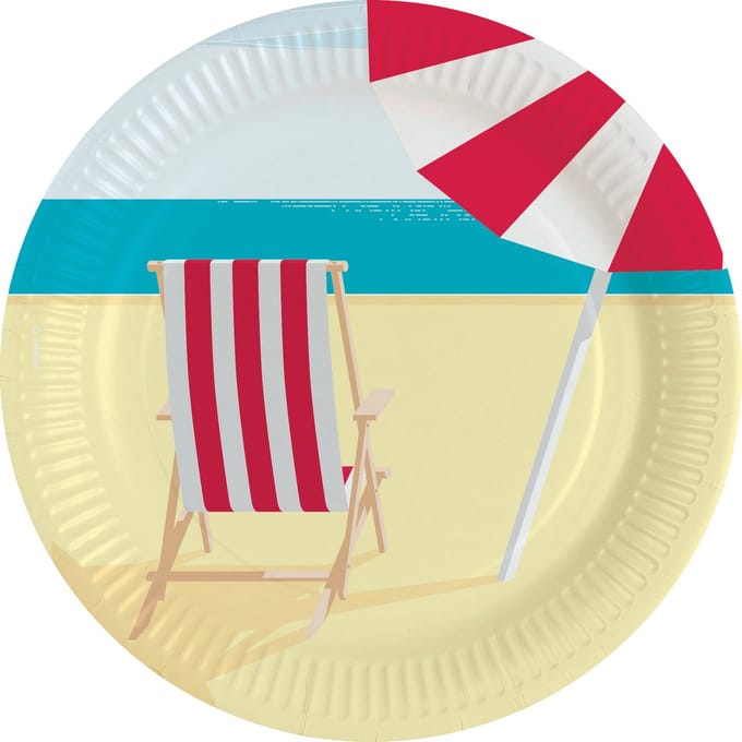 Amscan Feestborden Summer Stories 22,8 Cm Papier Geel/rood