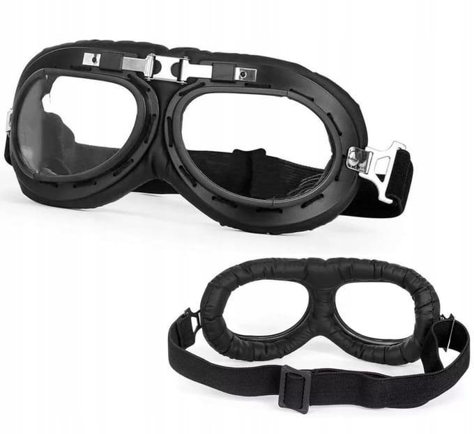 Merkloze Retro Motorbril - Mat Zwart - Cafe Racer/Chopper Stijl
