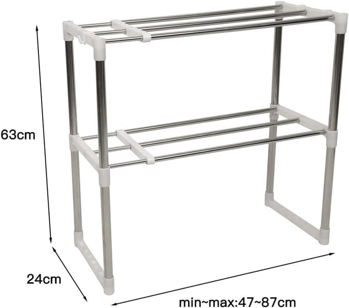 Magnetronrek Staand met 2 Verdiepingen en Haken - RVS Werkbladplank