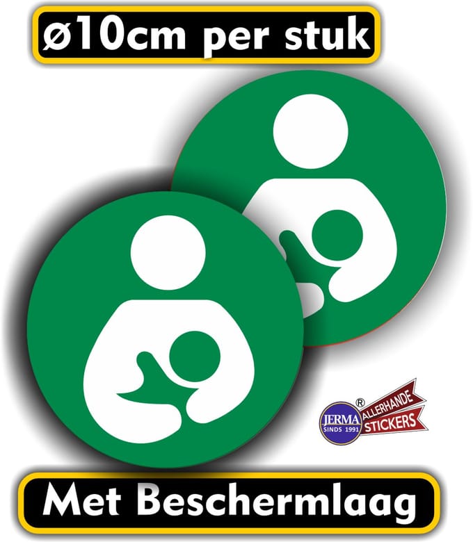 Jerma - Kolfruimte - Stickers – Set 2 st. - groen-wit – Ø 10 cm - Zelfklevend - Krasbestendig - Vinyl