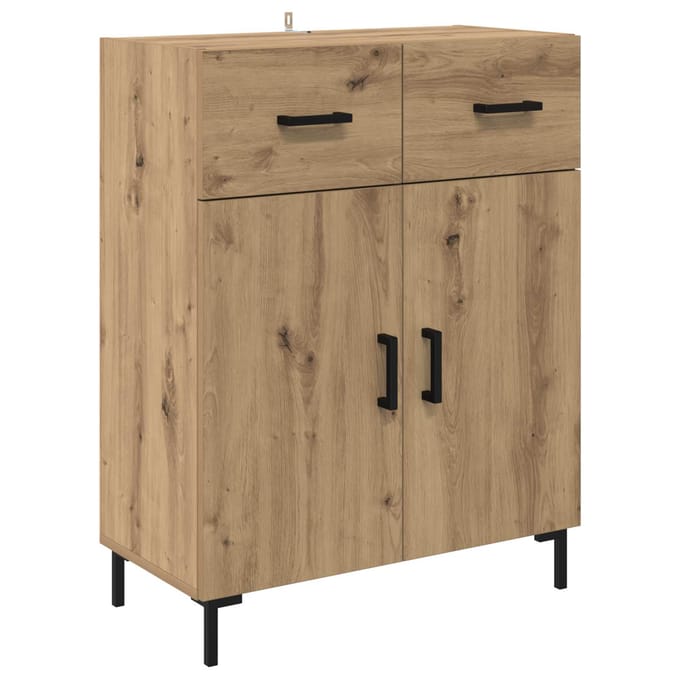 vidaXL - Dressoir - Artisan - Eiken - 69,5 - x - 34 - x - 90 - cm - Bewerkt - hout