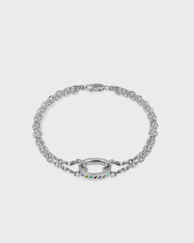 Enameled Multicolor Icon Link Bracelet Medium