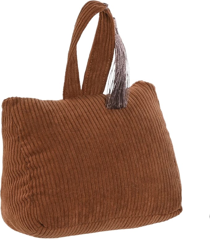 ITEM Deurstopper Rib - met kwast - bruin - polyester - 15 x 8 x 14 cm - 1 kg