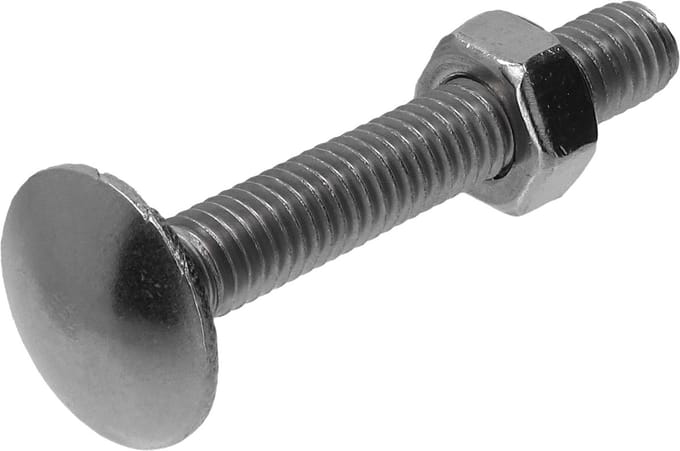 Slotbout met moer. M6 x 40mm. lang. RVS-A2. 15 stuks Houtbout. Ifix.