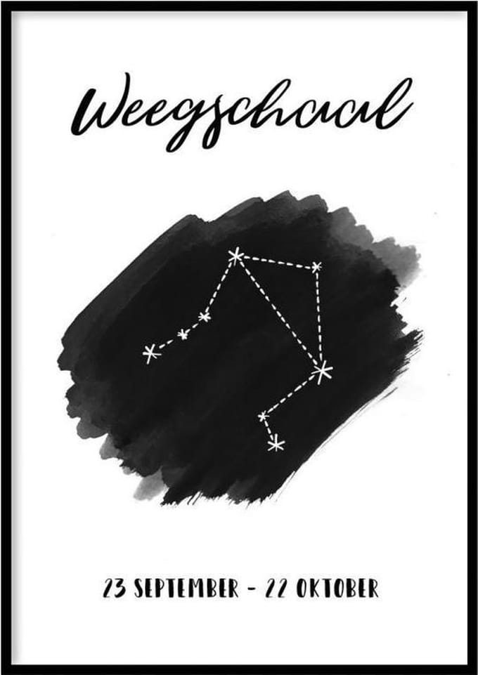 Poster Weegschaal Sterrenbeeld - 50x70 cm - Sterrenbeeld Poster - WALLLL