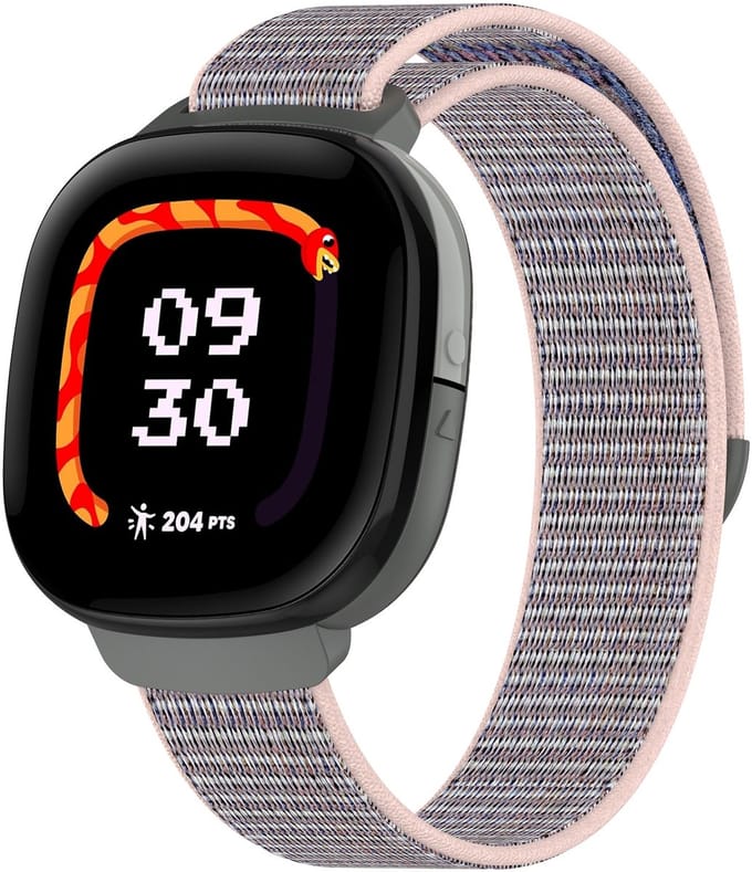 By Qubix - Compatible Fitbit bandje - Geschikt voor fitbit Ace LTE - Nylon loop band met klittenbandsluiting - Zandroze