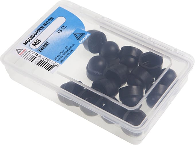 Deltafix Moerdoppen Nylon Zwart M8 15 stuks