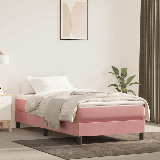 vidaXL - Pocketveringmatras - medium - 90x210x20 - cm - fluweel - roze