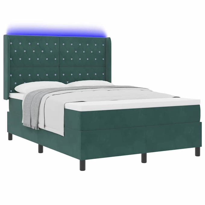 vidaXL - Boxspring - bed - met - hoofdeinde - Groen - 140 - x - 190 - cm - Fluweel