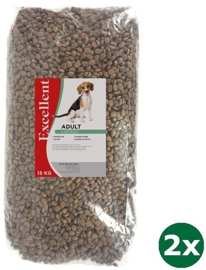 2x15 kg Excellent lam / rijst hondenvoer