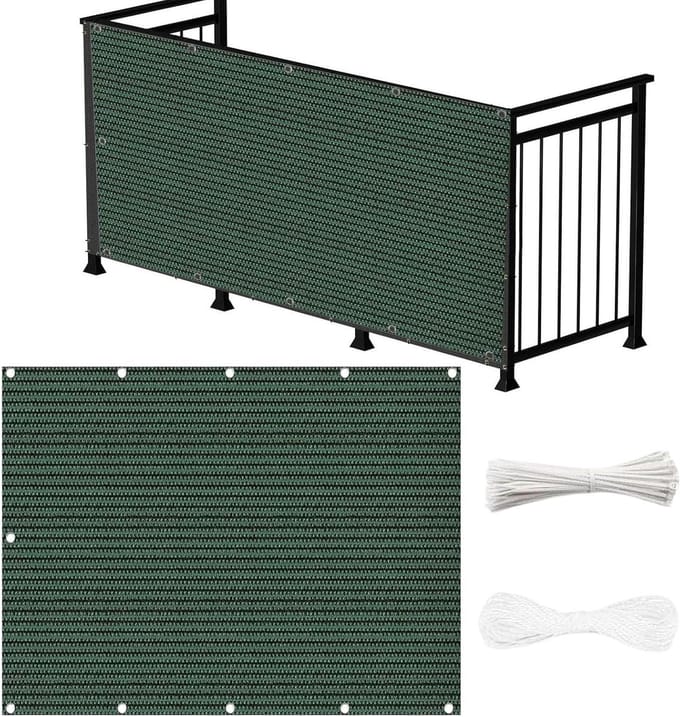 Balkonafscherming - Privacy scherm - Meer privacy - UV- en windbestendig - 350x850cm - Donkergroen