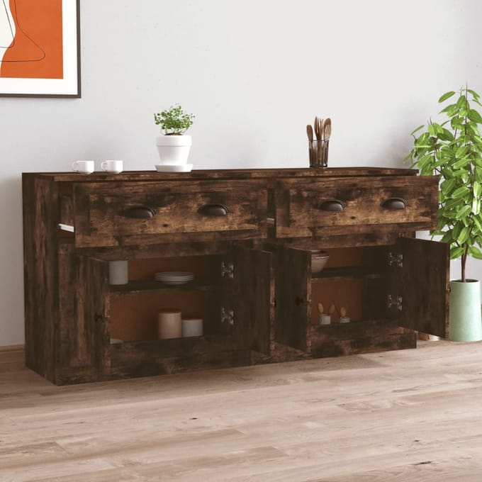 vidaXL - Dressoirs - 2 - st - bewerkt - hout - gerookt - eikenkleurig