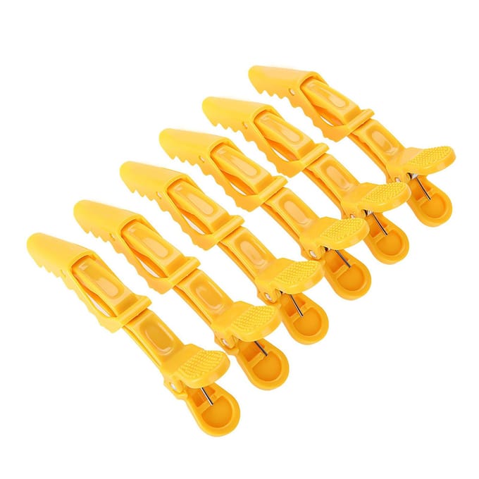 6 stuks krokodillenhaarspeldjes, antislip, enkele punt, haarsectie, klauwsluitingen, geel