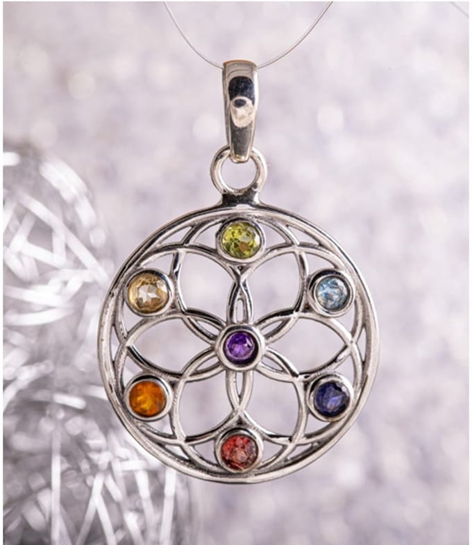 Hanger Seed of Life met chakra stenen