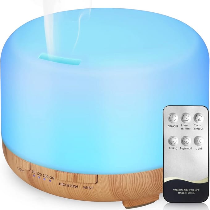 Aroma Diffuser - Luchtbevochtiger Timer - Ontspanning Thuis - Ultrasone Technologie - 450ml Tank - Houtkleur