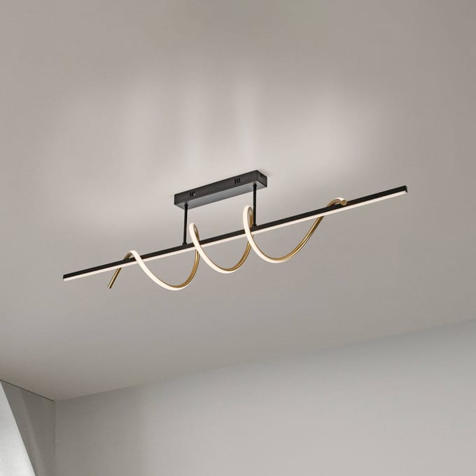 JUST LIGHT. GmbH JUST LIGHT. Emanda plafondlamp, ijzer, zwart-messing