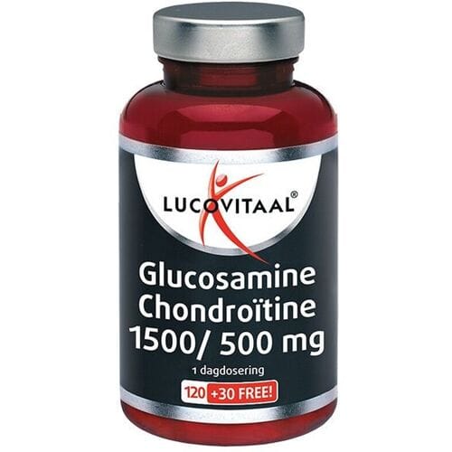 Lucovitaal Glucosamine Chondroïtine 1500/500 mg voor Gewrichten - 150 Tabletten ondersteunt het behoud van soepele gewrichten.