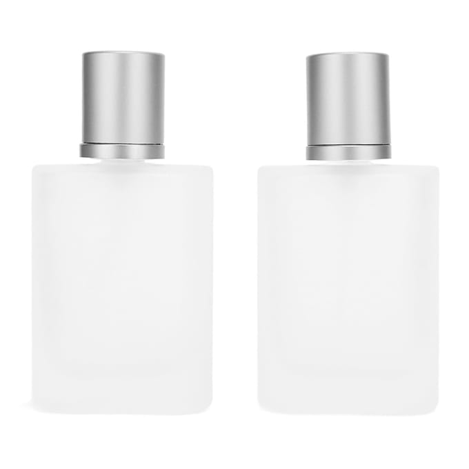 2 stuks Parfumsprayfles Dik Glas Mat Transparant Navulbaar Lege Fles 50ml white