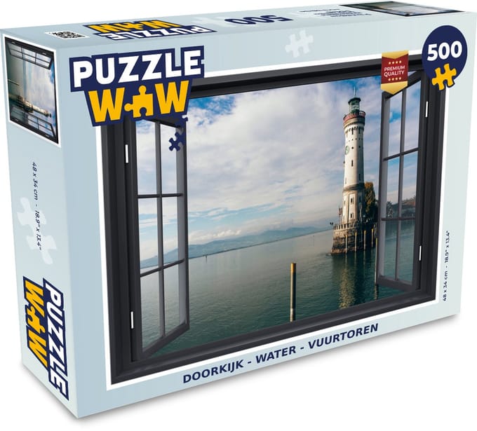 Puzzel Doorkijk - Water - Vuurtoren - Legpuzzel - Puzzel 500 stukjes