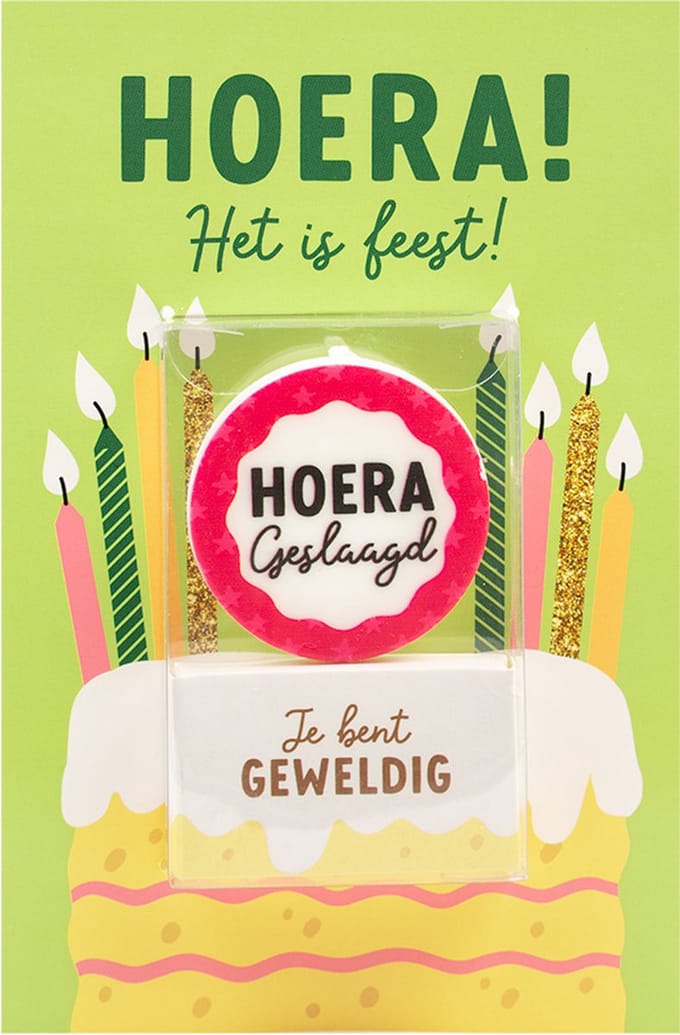 Wenskaart met kaars | Hoera geslaagd | Je bent geweldig