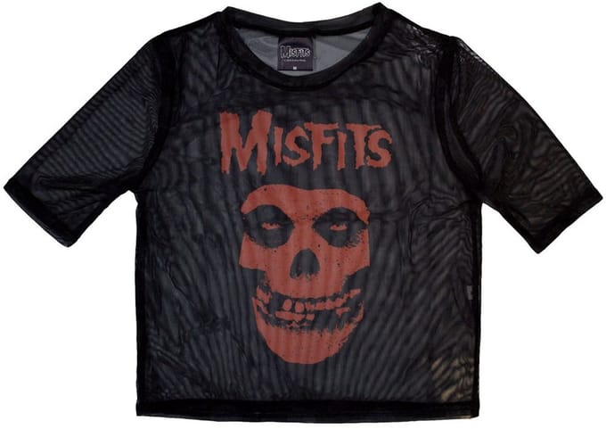 Misfits - Orange Logo & Skull Crop top - XL - Zwart