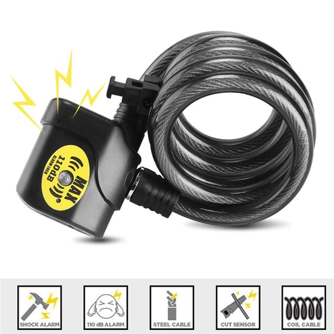 Elektronisch 110dB Alarm Ketting Veiligheidsslot Anti Diefstal voor Fiets Motorfiets black