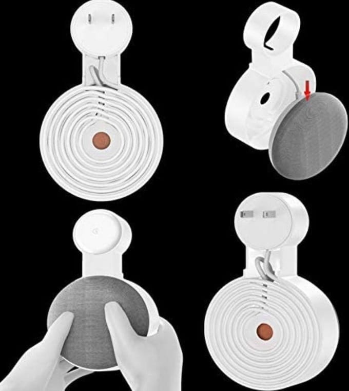 Houder geschikt voor Google Nest Mini – Wall Mount – Wit
