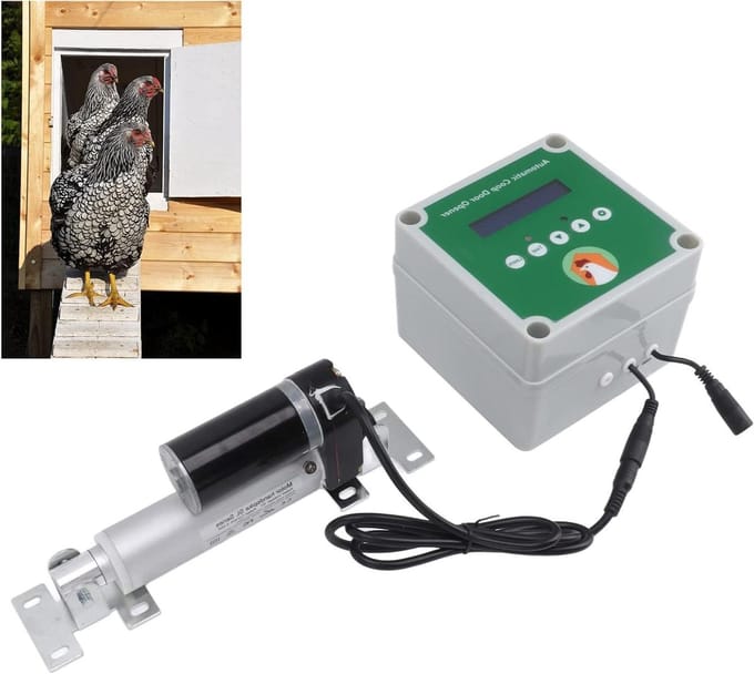 Automatische Kippenhok Deuropener - Elektrische Deurmotor - Pluimvee Beheer - Lichtsensor & Timer - 45 x 20 x 13 cm