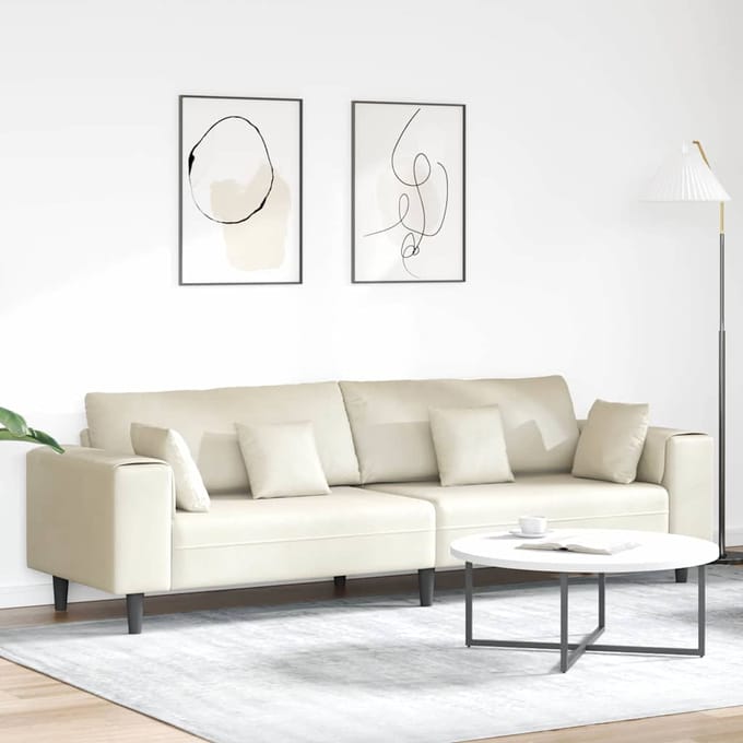 vidaXL - Bank - Crème - 250 - x - 77 - x - 76 - cm - Fluweel
