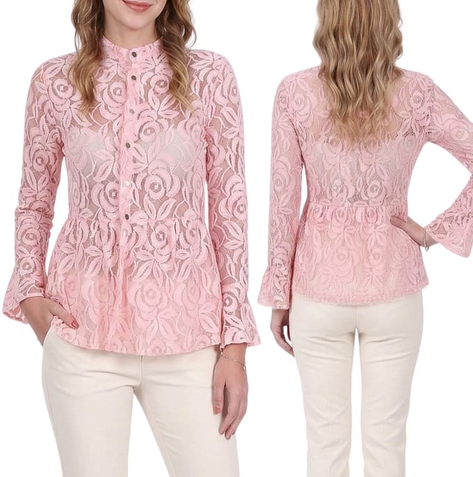 John Zack Lichtroze kanten blouse