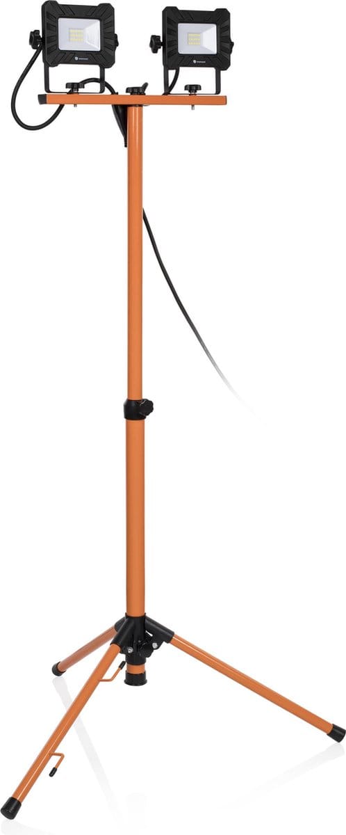 Smartwares Dubbele Bouwlamp - LED 2x 10W Werklamp - Verstelbare Hoogte 65-125cm - 1500 LM - FCL-80116 - IP65 - Voor Binnen & Buiten - Verstelbaar statief
