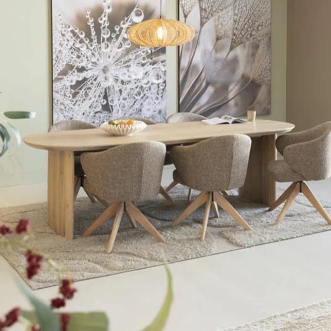 Ovale Eettafel Massief Eikenhout Naturel - Eiken - Novihome