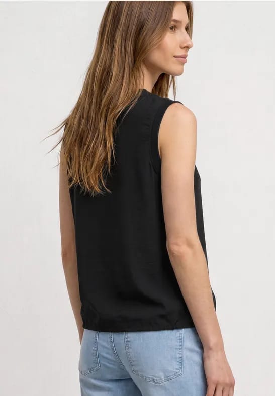 Blousetop met ronde hals en banddetail