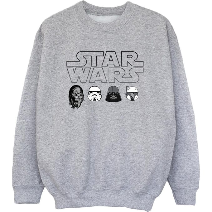 Star Wars Jongens Sweatshirt met Karakterhoofden (Sportgrijs)
