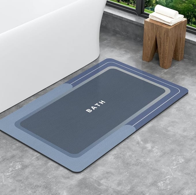 Antislip Badmat Blauw 40x60 cm - Sneldrogend en Extreem Absorberend