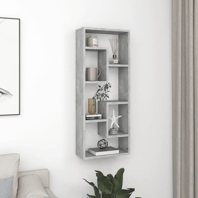 vidaXL - Wandschap - 36x16x90 - cm - bewerkt - hout - betongrijs