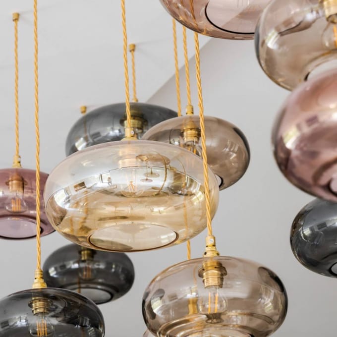 EBB & FLOW hanglamp Horizon, beige, glas, Ø 29 cm