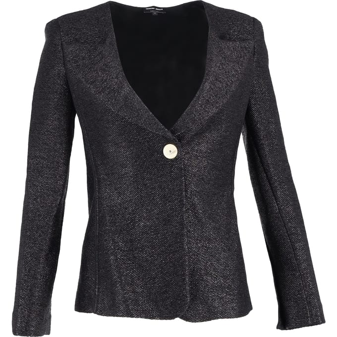 Giorgio Armani Effen Blazer met Één Knop in Zwarte Polyamide