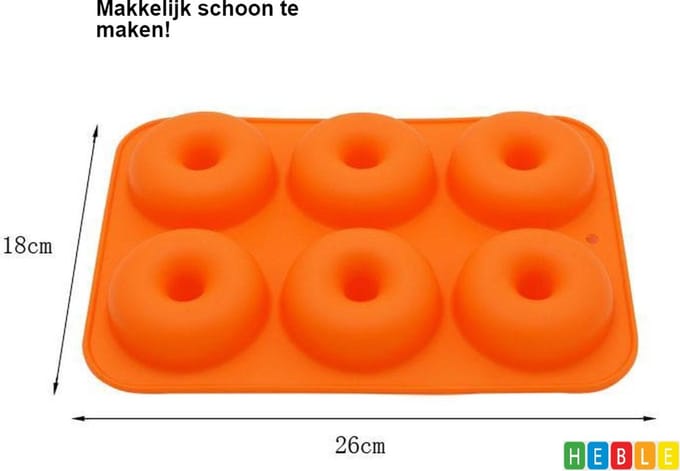 6 Donuts | Anti-Kleeflaag | Siliconen Donutvorm | van Heble®