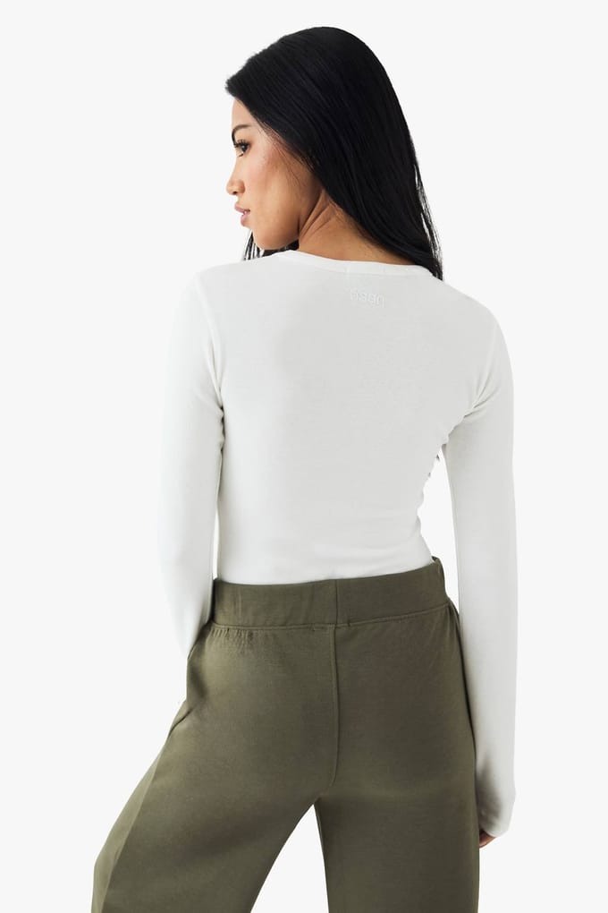 Dames DSGN Studio Geborduurd Lange Mouwen Top | White | Maat: 3XL