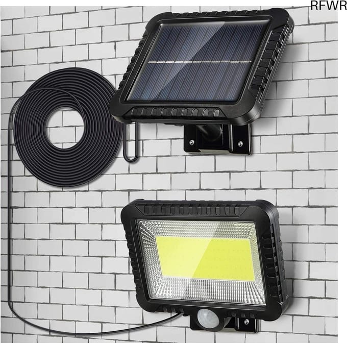 RFWR® Buitenlamp met Bewegingssensor en Zonne-energie - Wandlamp met 100 LED Lichten