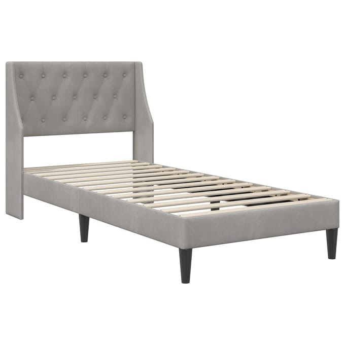 vidaXL - Bedframe - met - hoofdeinde - Lichtgrijs - 90 - x - 190 - cm - Fluweel