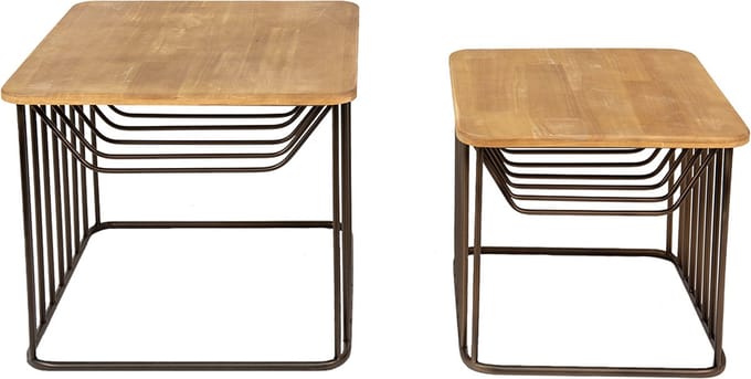 Clayre & Eef Bijzettafel Set van 2 Bruin IJzer
