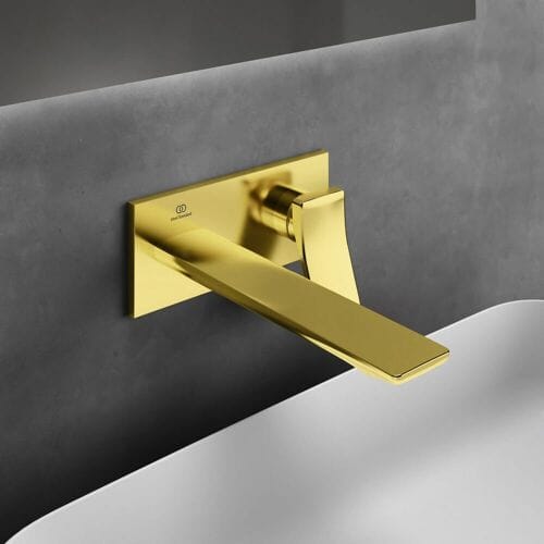 Ideal Standard wall-mounted basin mixer, square rosette, spout 22 cm A7372A2
