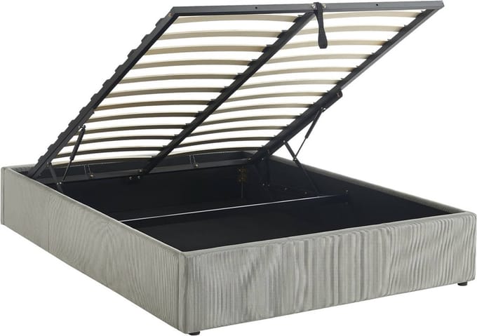 sweeek - Bed met lattenbodem b204 x d148 x h32cm, afwerking corduroy