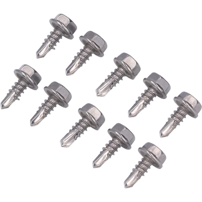 50 Pièces Vis Autotaraudeuse Hexagonale à Rondelle Acier Inoxydable 4.8x13mm Kit d'Accessoires de Fixation