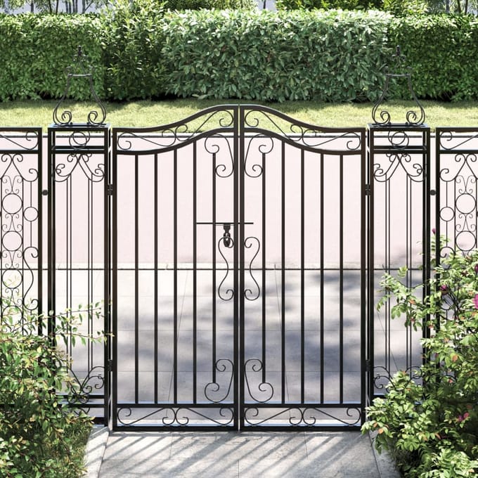 vidaXL - Poort - 121x8x120 - cm - smeedijzer - zwart