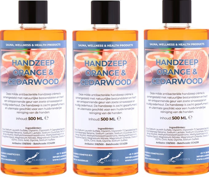 Handzeep Sweet Orange & Cedarwood 500 ml - set van 3 stuks